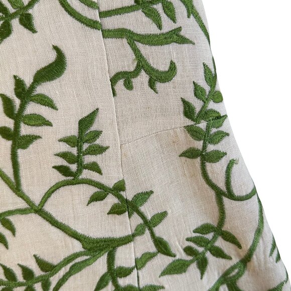 Vintage Tracy Reese Linen Embroidered Garden Dress - Size 8 - Picture 12 of 14
